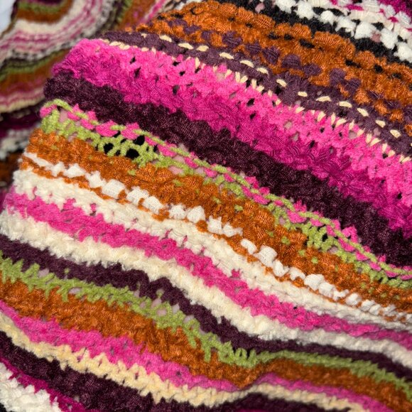 Boho JH Collectibles Striped Open Knit Sweater XL Multicolor LS Pullover - Picture 7 of 9